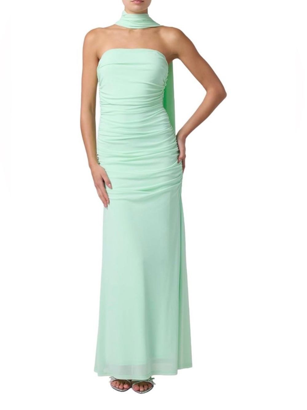 Lulus Tara Scarf Mesh Maxi Dress